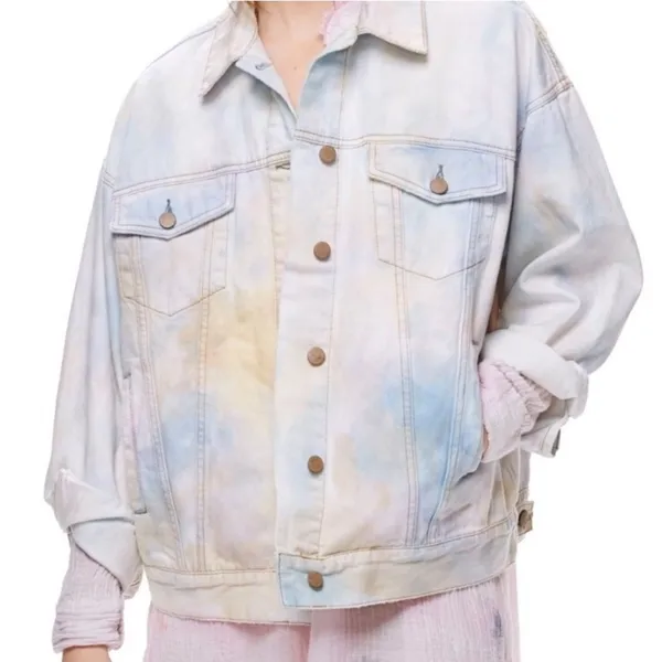 FREE PEOPLE Tie Dye Denim Jean Jacket Coat - Image 6