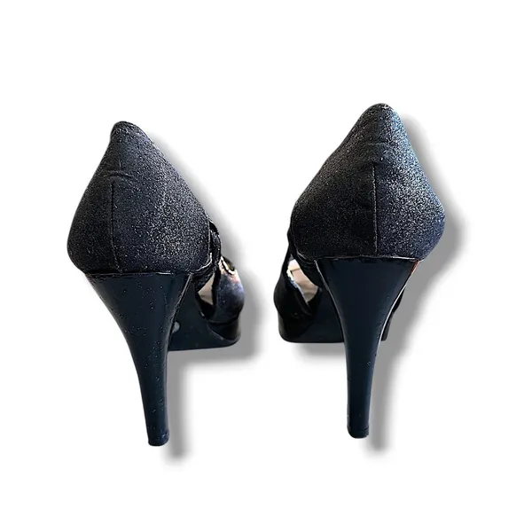 G by Guess Platform Pumps Womens‎ Black Good Glitter Peep Toe Heels Size 7.5 - Image 4