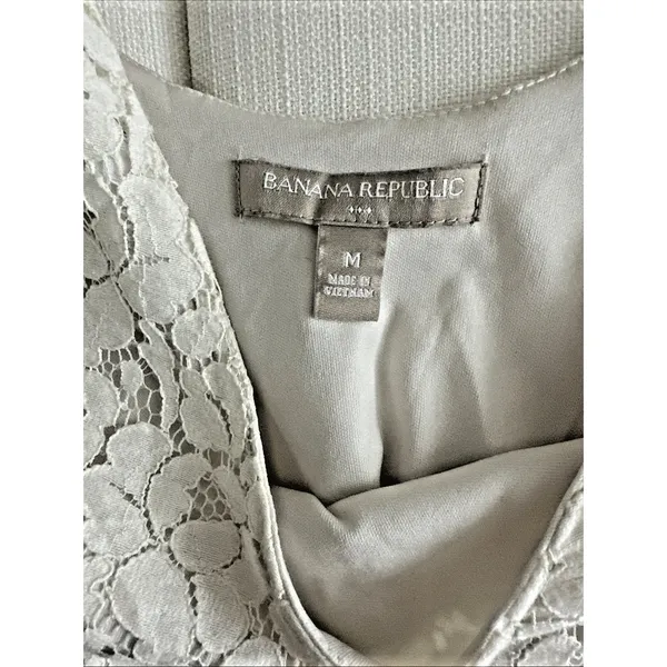 Banana‎ Republic Medium Womens Lace Tank Top Ivory Scoop Neck Cottagecore - Image 5