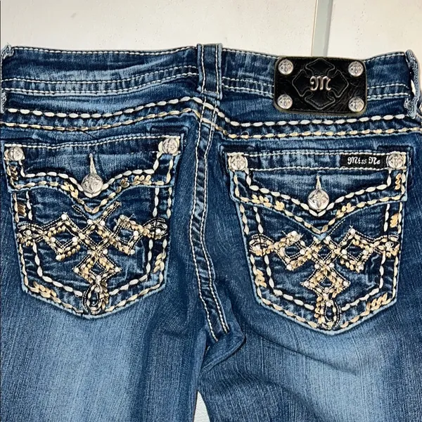 Miss Me Blue Skinny Jeans with Distressed Detailing thick stitch 28 - Image 5