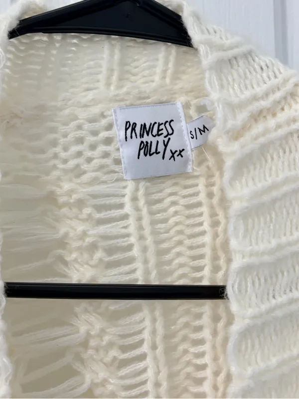 Princess Polly Cream Cable Knit Open-Front Cardigan - Image 4