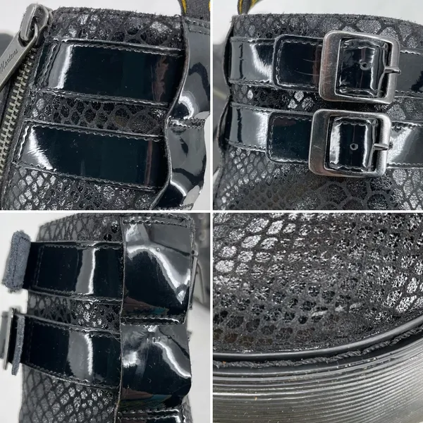 Dr. Martens Caitlin Black Reptile Snakeskin Wedge Buckles Ankle Boots Size 6 - Image 13