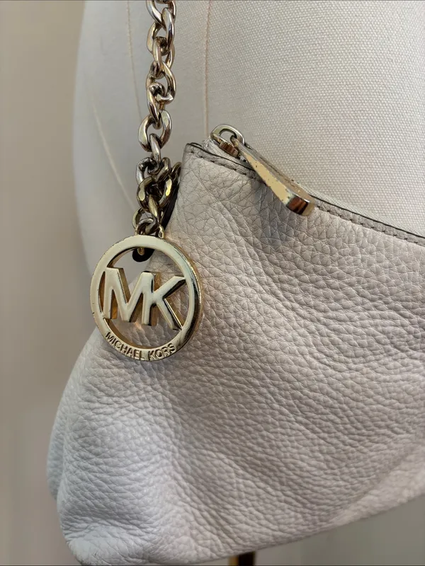 Michael Kors Cream Pebbled Leather Chain-Trim Crossbody - Image 2