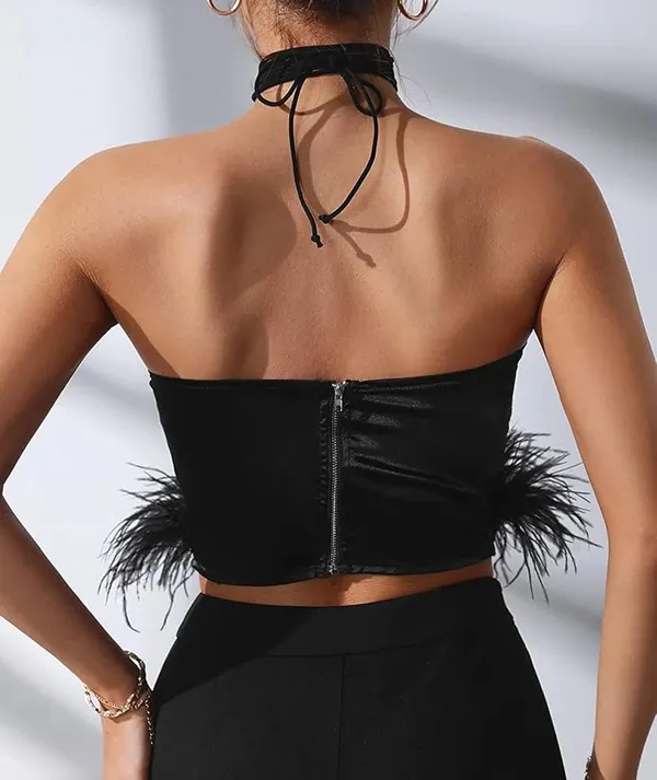 Shein Black Feather Top - Image 2