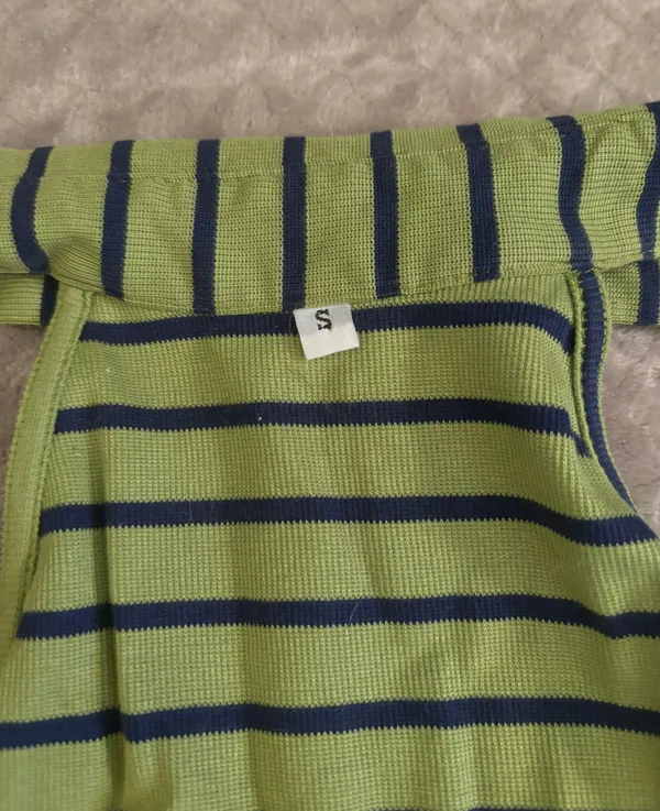 Green Striped Button Up Dress - Image 2