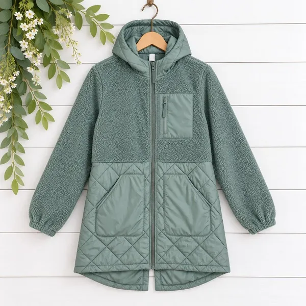 Lands End green Sherpa quilted jacket size small - Image 8
