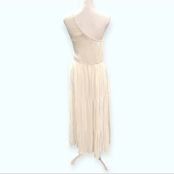 ZESICA One Shoulder Smocked Boho White Midi Dress - Size 2XL - Tiered Hem - Image 3