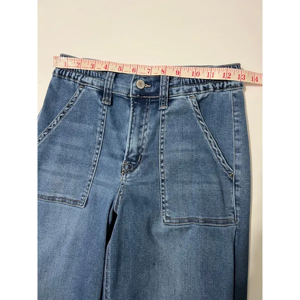 Vervet High Rise Wide Leg Jeans Size 25 Blue Stretch Denim Patch Pocket - Image 5