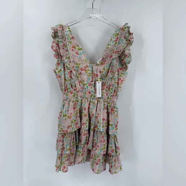 Anthropologie Love the‎ Label Floral Ruffle Mini Dress NWT size medium - Image 3