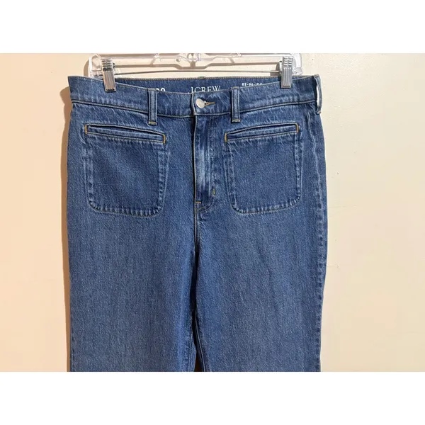 J.Crew 96 Flare Jeans 29 Blue NEW High Rise Patch Pocket RE-96-IDG - Image 11