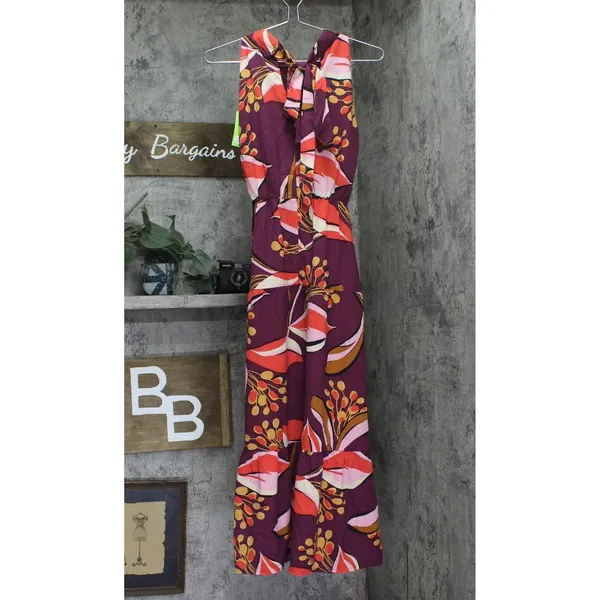 NWT Sam Edelman Women's Hoyal Large Floral High-Neck Dress Wine Multi Red 4 - Image 5