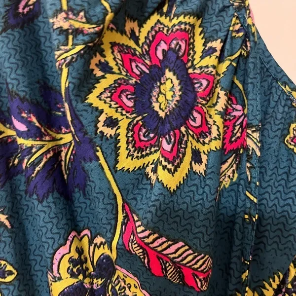 NWT The Good Journey Puff Sleeve Floral Cotton Maxi Dress Green 2 - Image 8