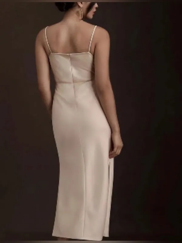 BHLDN Cali Satin Charmeuse Midi Dress in "Oyster" Size 0 - Image 2