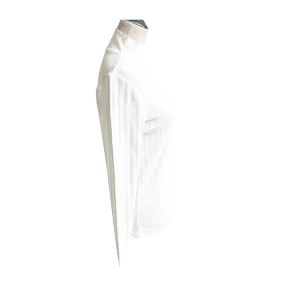 Tommy Hilfiger Top Women's Medium White Ribbed Mock Neck Long Sleeve Preppy - Image 3