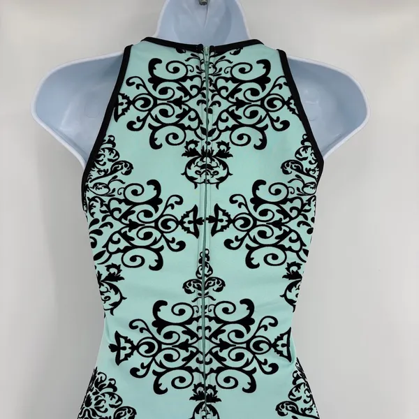 B Darlin Velvet Floral Bodycon Dress Sz 1/2 Y2K Coquette Party Club Mint Halter - Image 7