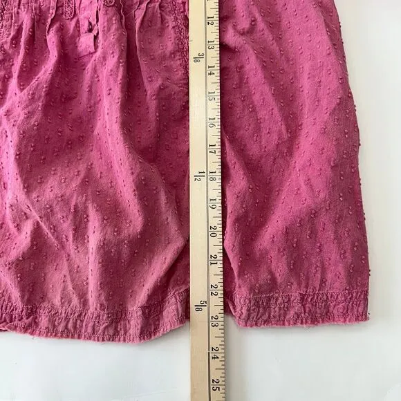 Anthropologie Pilcro Swiss Dot Peasant Blouse Long Sleeve Button‎ Front Pink XS - Image 9