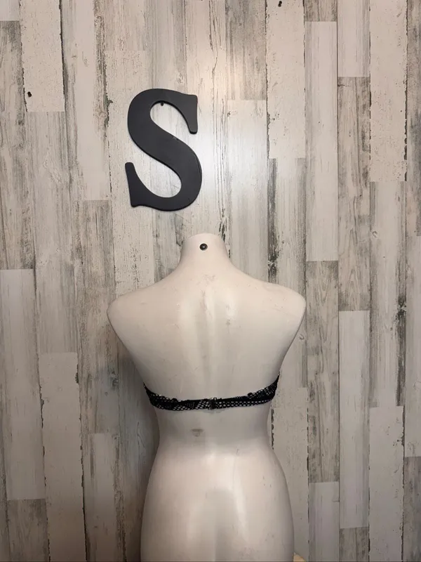 SheIn Crochet Lace Underwire Bandeau Bikini Top Womens Small Black White Swim - Image 4