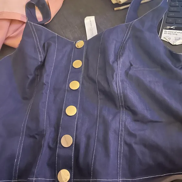 NWT New York & Company Sleeveless Buttoned Denim Top - Image 5