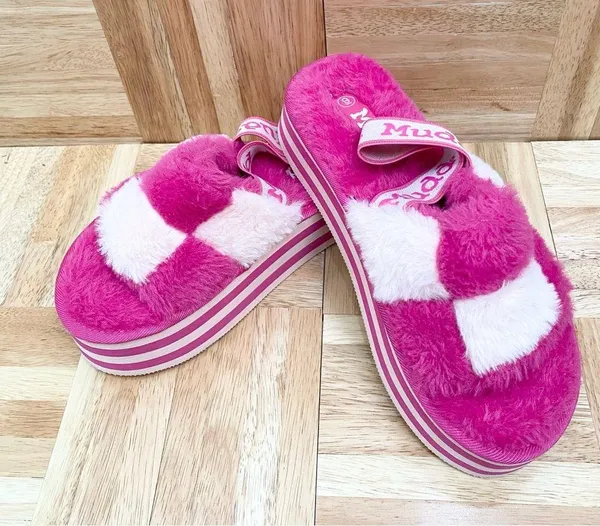 MUDD Stormy Fuchsia/White Fuzzy Elastic Slingback Slides Platform Slippers Sz 9 - Image 14