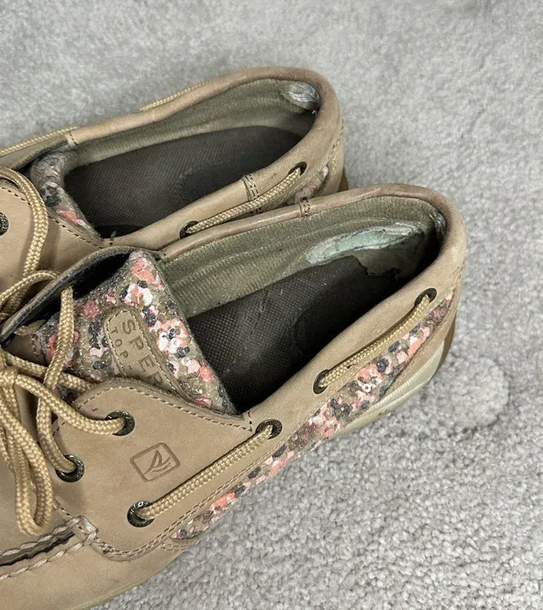 Sperry Tan Boat Shoes with Floral Accents - Image 5