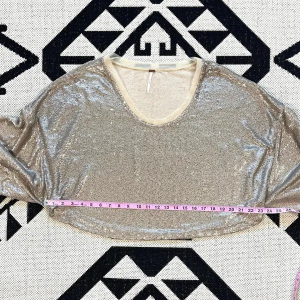 Free People Champagne Dreams Mini Sequin Dolman Sleeve Top XS - Image 10