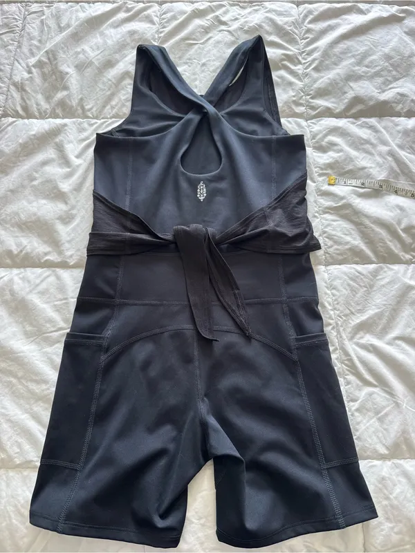Free People Black Racerback Runner Runsie Athletic Onesie Romper XS NWOT - Image 7
