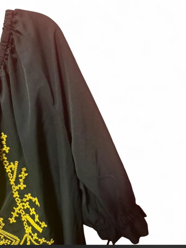Boohoo Black Off-Shoulder Top with Yellow Artisanal Embroidery - Image 6