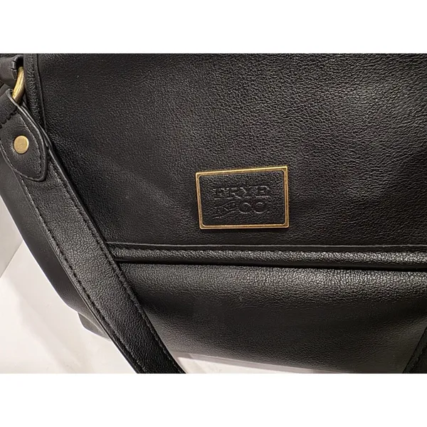 FRYE AND CO. Black Satchel Double Handles Detachable Strap Zipper Brass Hardware - Image 7