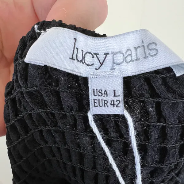 Lucy Paris Deetz Strapless Black Cocktail Dress Size Large Sweetheart Arm Ties - Image 4