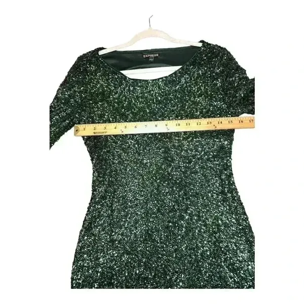 Express‎ Green Sequin Mini Sheath Open Back Dress, Size 2 - Image 7