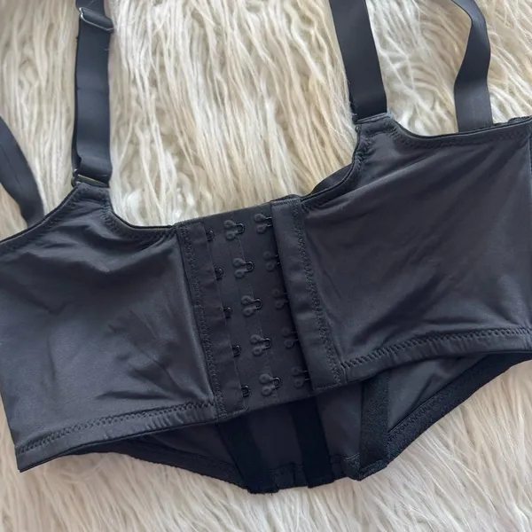 Skims Logo Shine Corset Balconette Bra Onyx Size 32A - Image 7