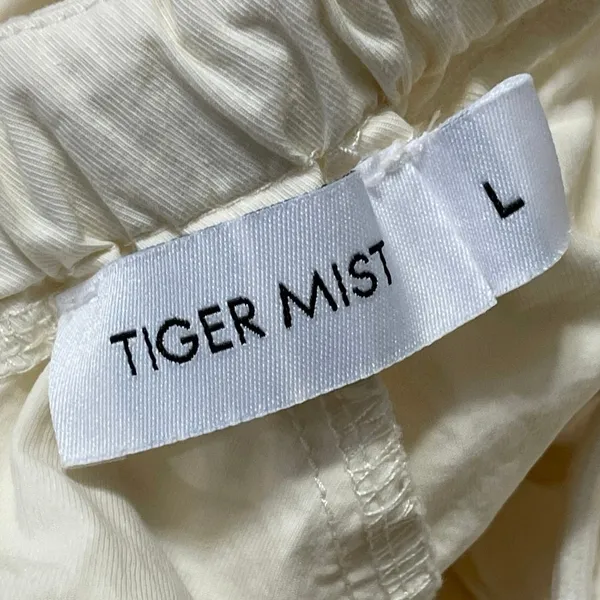 Tiger Mist Cream High Rise Baggy Wide Leg Parachute Cargo Trouser Pants Size L - Image 4