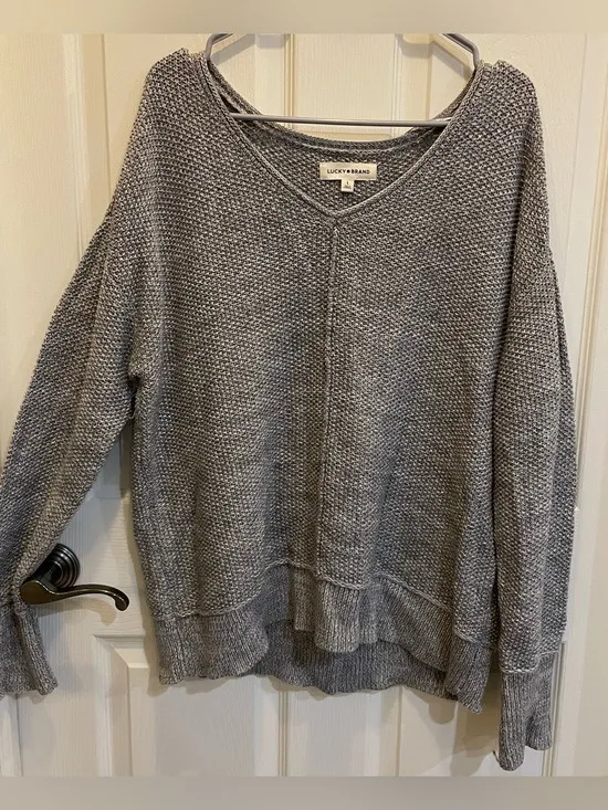 Lucky Brand Gray Off The Shoulder Sweater size L - Image 8