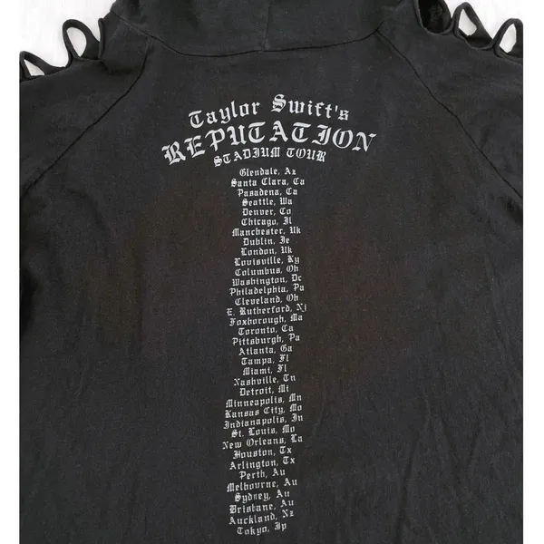 Taylor Swift Reputation Long Sleeve Tee Cut Shoulder Black Hoodie Shirt Size L - Image 4