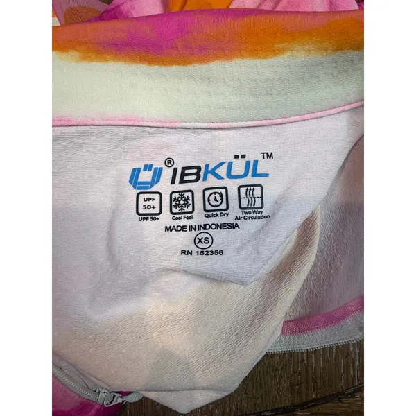IBKUL NWT Amy Print Adjustable Length Long‎ Sleeve Polo Hot Pink Orange Peel XS - Image 5