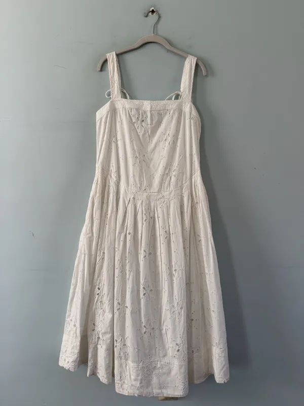 NWT Free People Primavera Eyelet‎ Midi Dress White Cotton Cottage Boho Sundress - Image 4