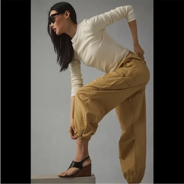 Avec Les Filles Tan Drawcord Cargo Jogger Pants Small NWT - Image 3