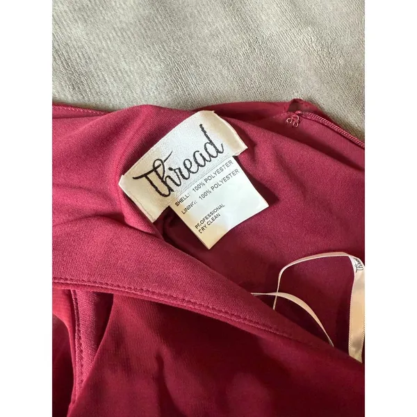 NWT‎ THREAD Bridesmaid Ines Chiffon Sleeveless Gown Burgundy Dessy Size 12 R - Image 11