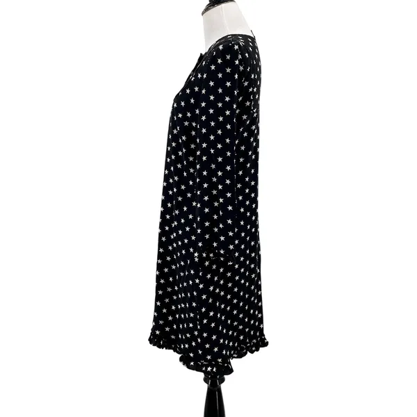 J. Crew Collection Black & White Silk Stars Button Scalloped Dress Size 0 - Image 6