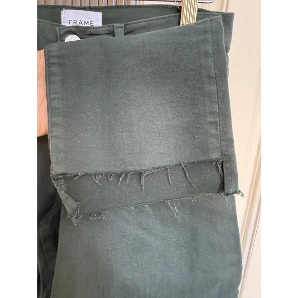 FRAME Le High Straight Jeans Pine Green Raw Hem LHSTRS403C Womens Size‎ 29 - Image 2