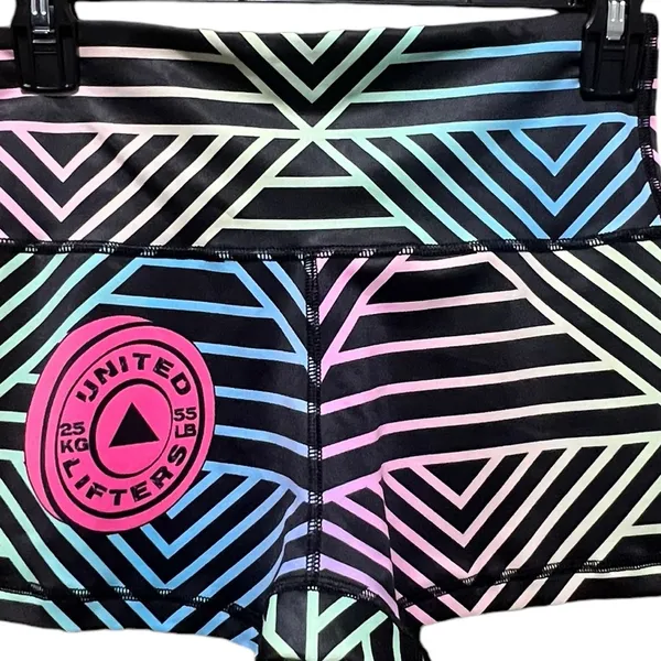 United‎ Lifters Striped Multi Colored High Waisted Compression Shorts Size Small - Image 4