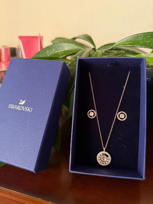 Swarovski Rose Gold Necklace and Earring Set - Image 2