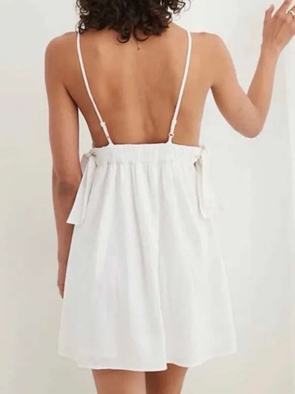 Aerie Linen Blend Side Tie Mini Dress - Image 3