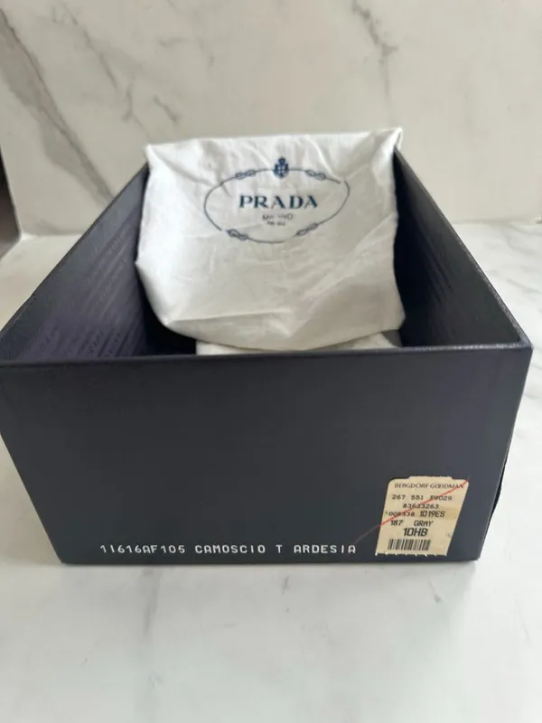 PRADA Gray Black Suede Animal Print Heels Size 40.5 / 10.5 - Image 12