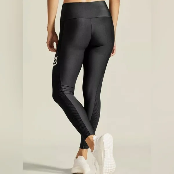 PELOTON Ribbed Pocket Athletic Legging Pants Black Size Small - Image 3