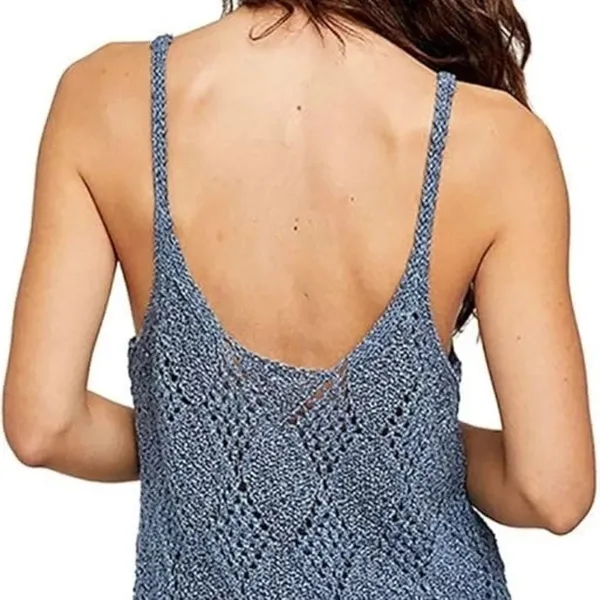 Free People blue crochet knit crochet tank - Image 3