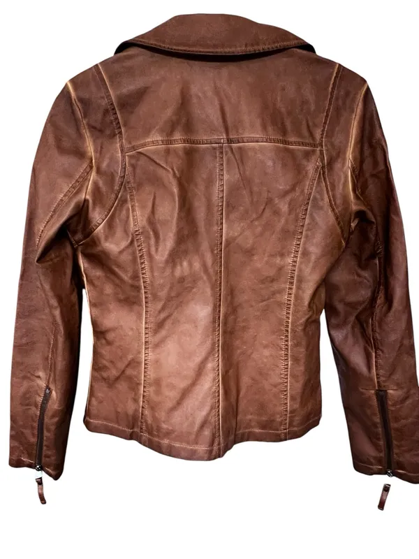 Max Studio Faux Leather Moto Jacket - Brown - Image 2