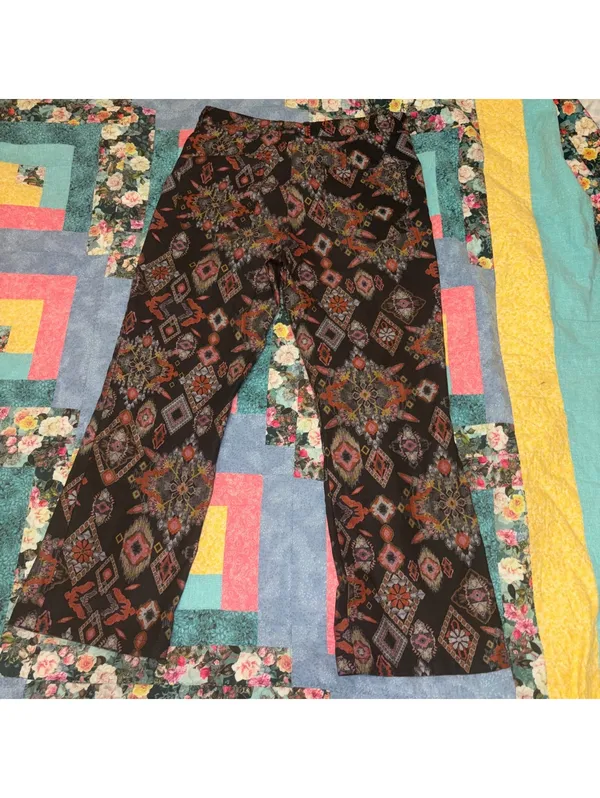 Zara Women's M Aztec Patterned Multi Colored Pants Comfort Stretch - Image 3