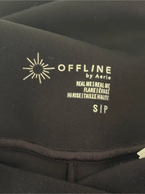 SET Aerie Offline Real Me Low Key Tank and Crossover Flare Pants in Black - Image 7