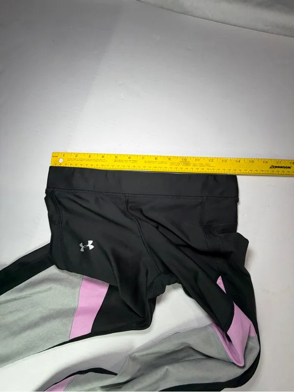 Under Armour Black Leggings with Light Gray Branded Waistband - Image 5